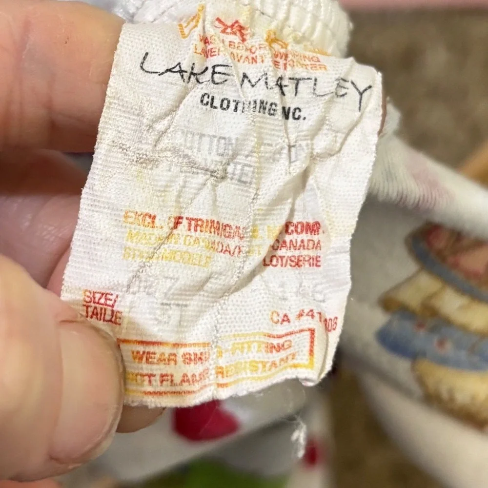 Vintage Kids Raggedy Ann Andy Pajama Set White Red Hearts Classic size 3t